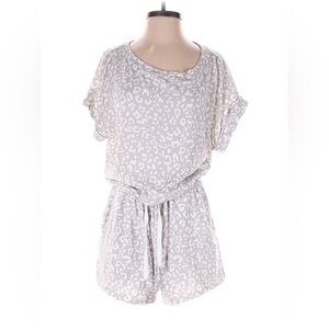 Jac Parker Gray White Leopard Short Sleeve Lounge Romper